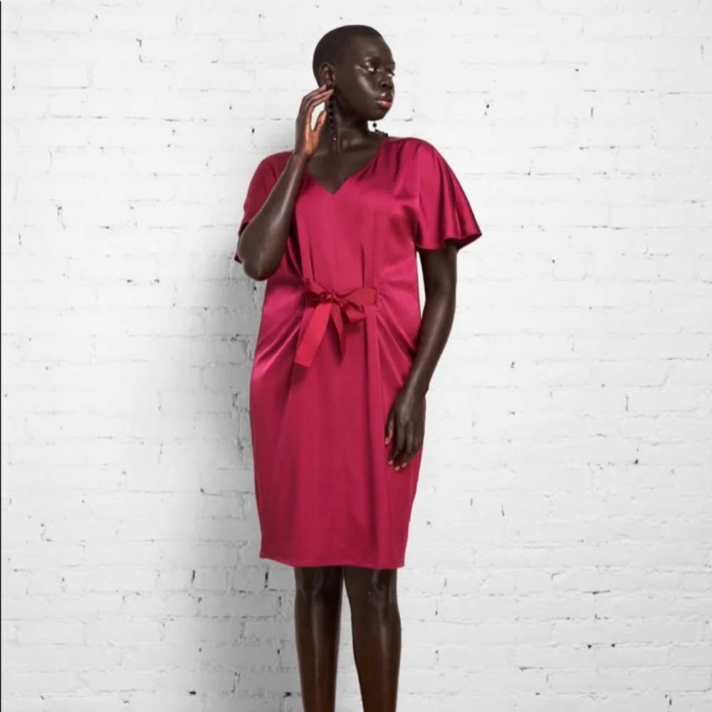 Universal Standard Becca Half Tie Dress in Berry